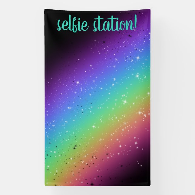 Lona Luminoso Arcoiris Con Estrellas Selfie Station (Vertical)