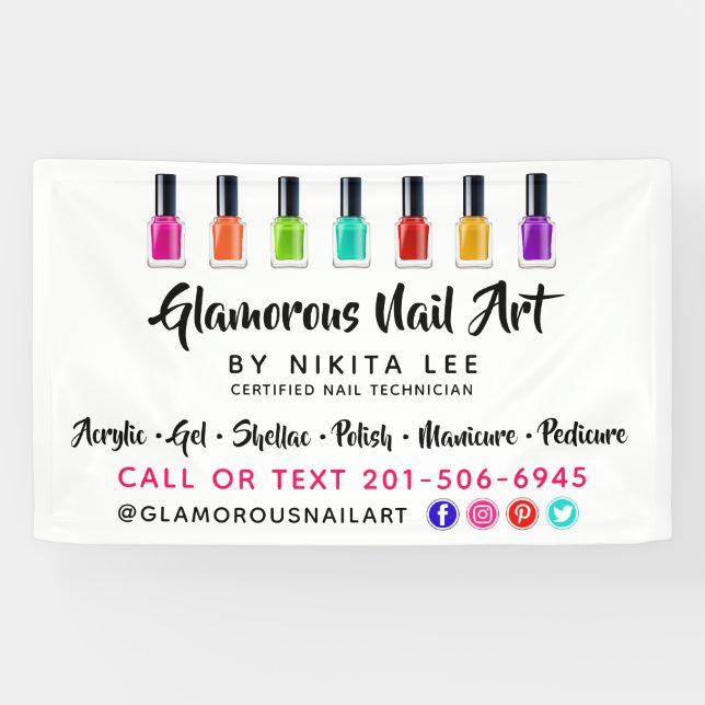 Lona Luminoso Rainbow Nail Personalizado de arte polaco (Horizontal)