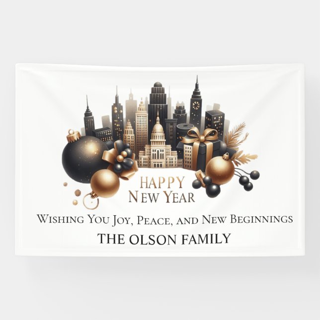 Lona Luxurious Cityscape New Year’s Greeting (Horizontal)