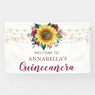 Lona Luz floral de color de agua de girasol Quinceanera
