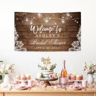Lona Madera Rusa Mason Jar Luces Lace Bridal Shower