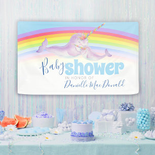 Lona Madre de Narwhal bebé acuarela arco iris ducha beb