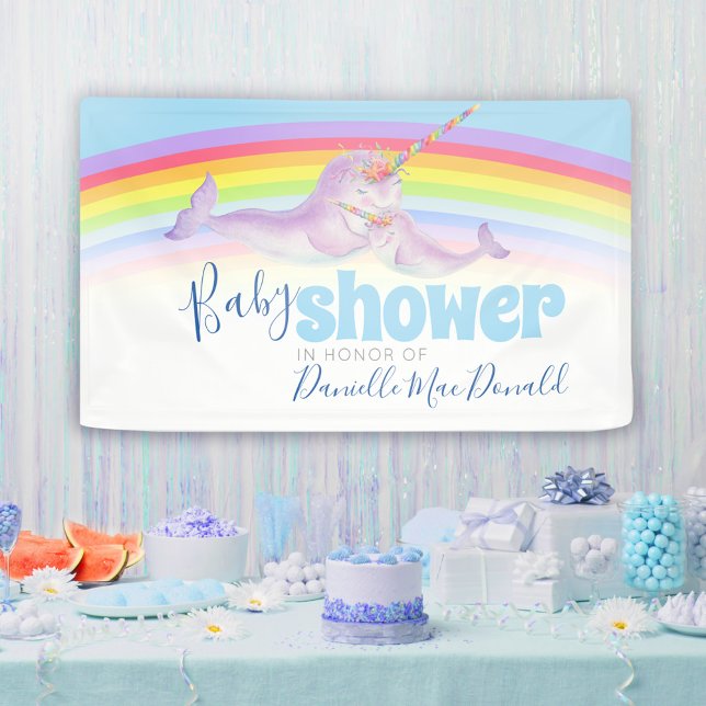 Lona Madre de Narwhal bebé acuarela arco iris ducha beb (Subido por el creador)