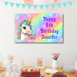 Lona Magia Unicornio Feliz Cumpleaños