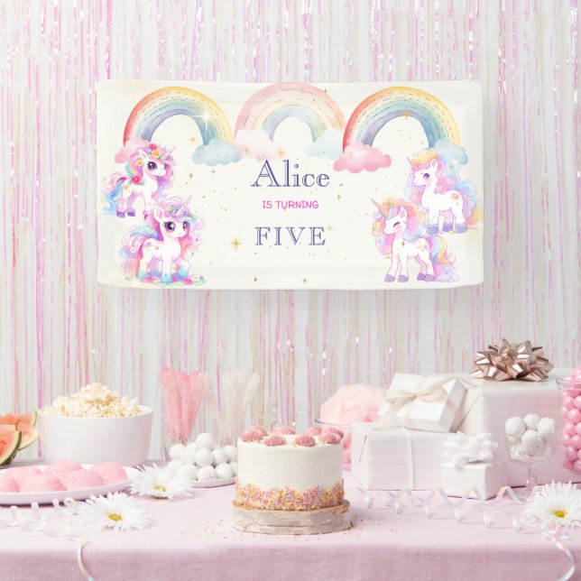 Lona Mágicas unicornios y arcos acuáticos cumpleaños (Fiesta)