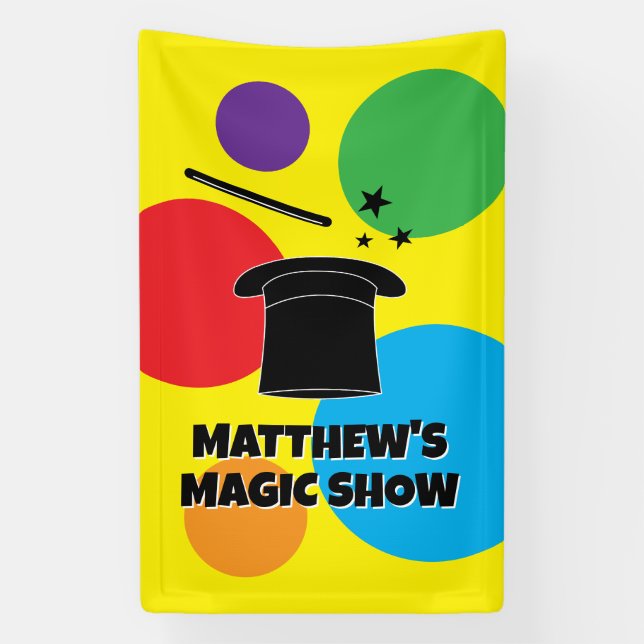 Lona Magician wand and hat custom magic show banner (Vertical)