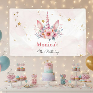 Lona Magnífica magia rosa unicornio niños cumpleaños
