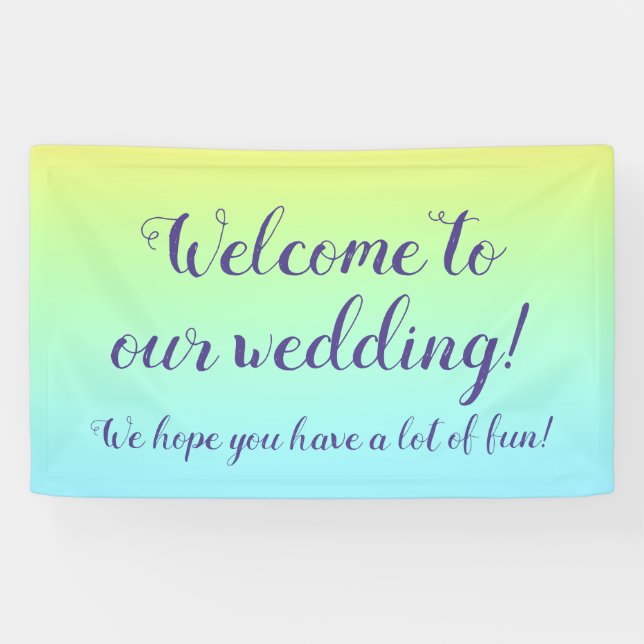 Lona Magnífico Pastel Boda Arcoiris "Bienvenida" (Horizontal)