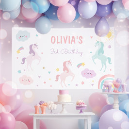 Lona Magnífico Pastel Unicornio Fiesta de Cumpleaños de
