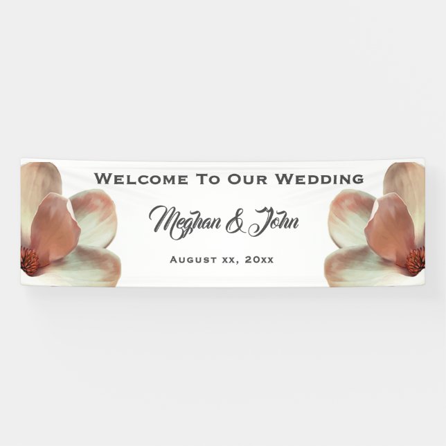 Lona Magnolia Rubor - Banner Boda - 2.5' x 8' (Horizontal)