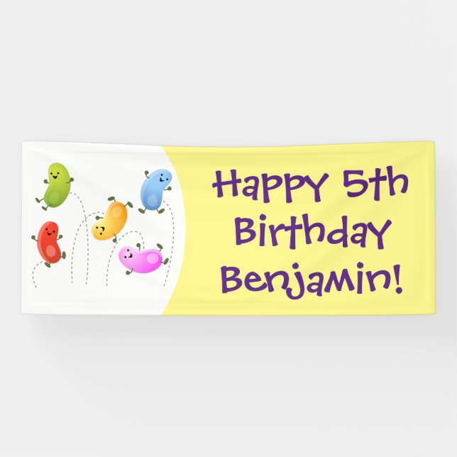 Lona Malas judías felices saltando ilustracion personal (Horizontal)