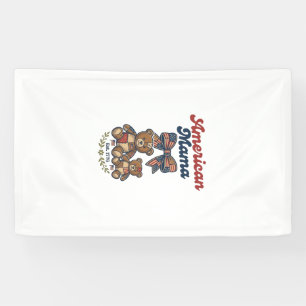 Lona Mamá Americana Oso Patriótico Parche Vector Dise