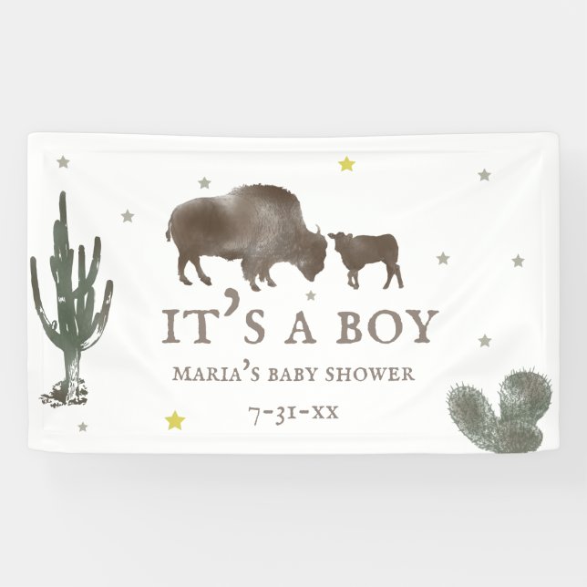 Lona Mama Baby Buffalo Cactus Boy Baby Shower (Horizontal)