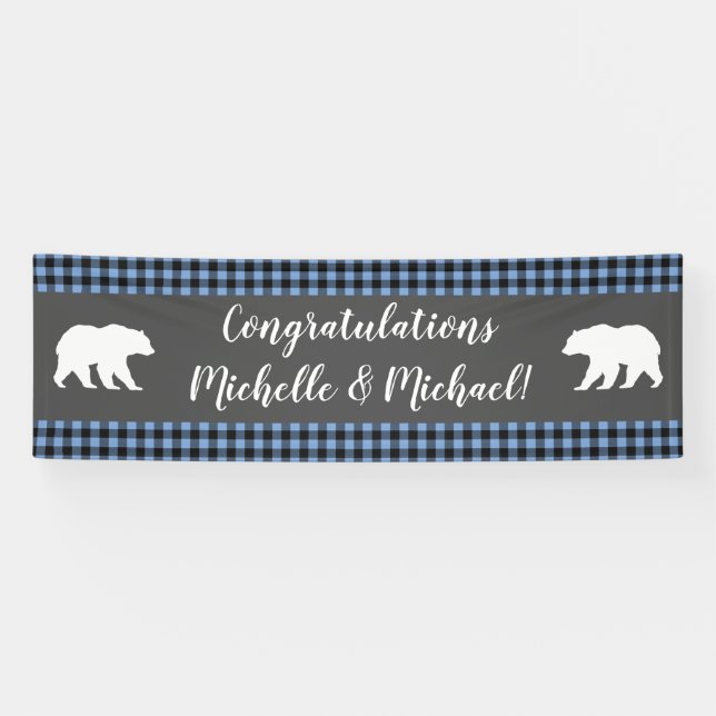 Lona Mama Bear Baby Shower Woodland Lodge Boy Blue (Horizontal)