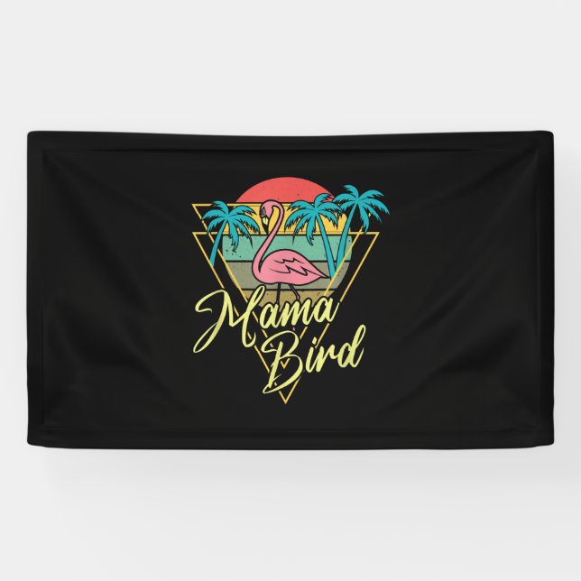 Lona Mama Bird Flamingo Sunset Palm Tree Beach 80 (Horizontal)