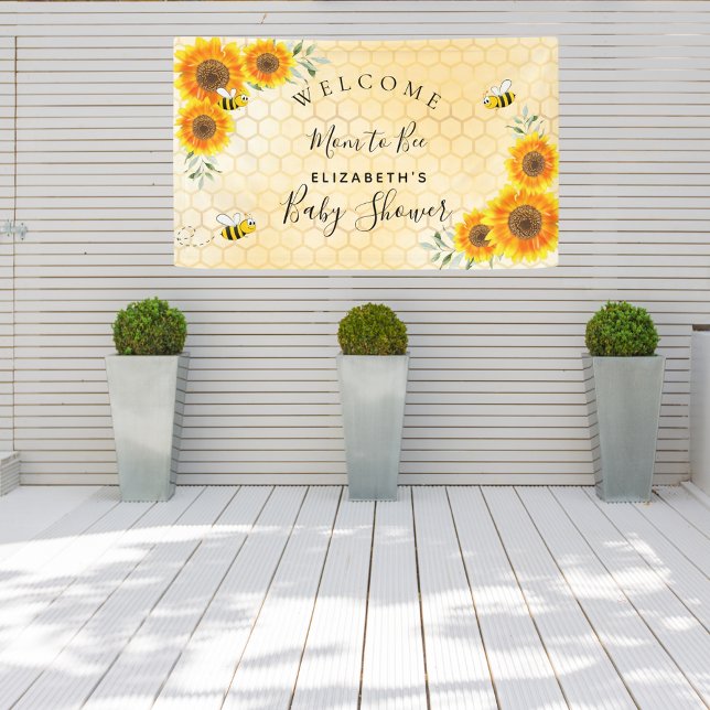 Lona Mamá del panal de miel de girasoles de Baby Shower (Subido por el creador)