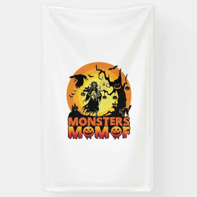 Lona Mamá Monstruos Halloween Monstruo Fantasma Esquele (Vertical)