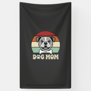 Lona Mamá Perro Retro Bulldog Vector