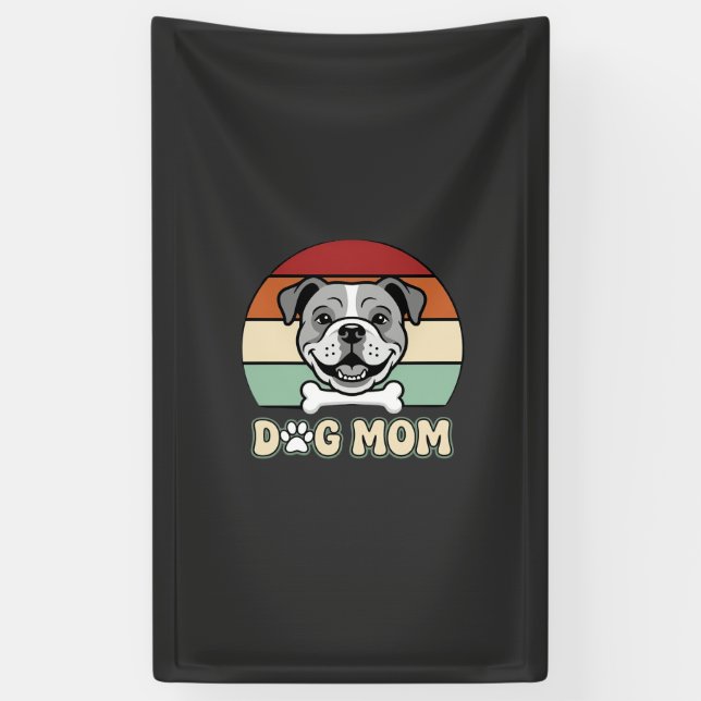 Lona Mamá Perro Retro Bulldog Vector (Vertical)
