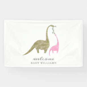 Lona Mama y Baby Dinosaur Pink Baby Shower