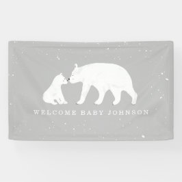 Lona Mamá y bebé oso polar con Baby Shower gris de niev