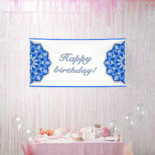 Lona Mandala azul de cumpleaños