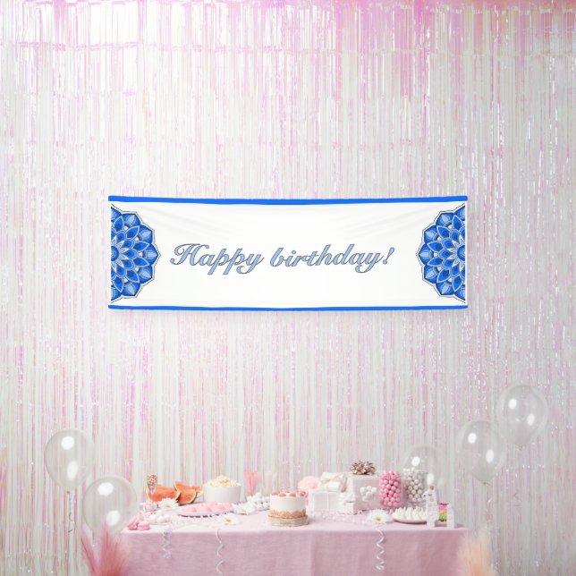 Lona Mándala de cumpleaños en azul (Fiesta)