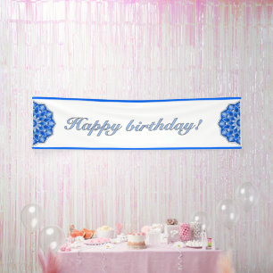 Lona Mándala de cumpleaños en azul