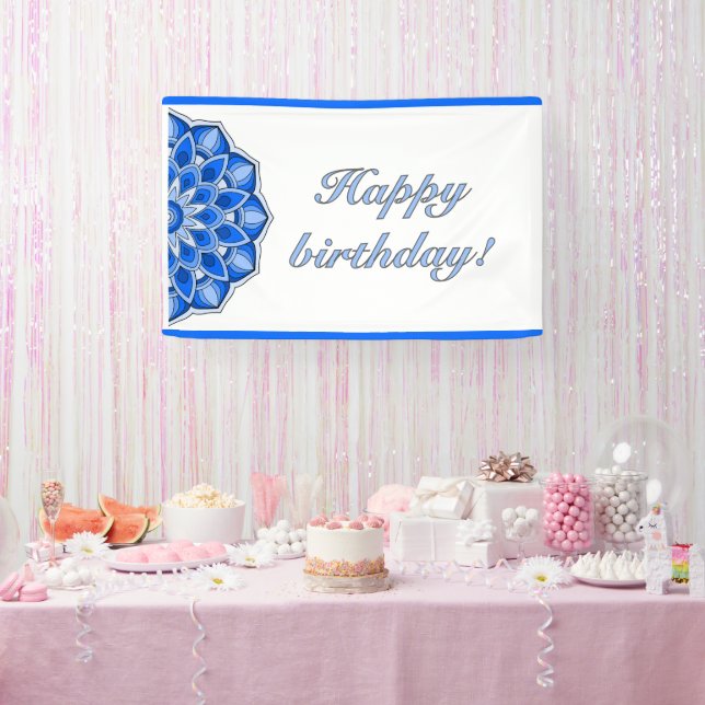 Lona Mándala de cumpleaños en azul (Fiesta)