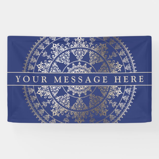 Lona Mandala de encargo del Relieve metalizado dorado (Horizontal)