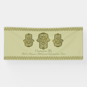 Lona Mano de la alheña de Hamsa (oro)