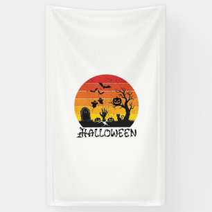 Lona Mano de Zombie de Halloween Lápida Árbol Gato Negr