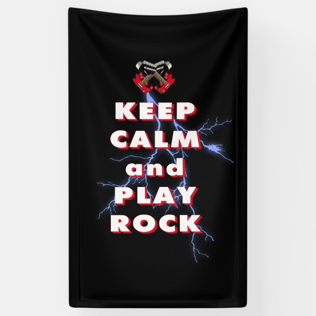 Lona Mantener la calma y jugar al rock (Vertical)