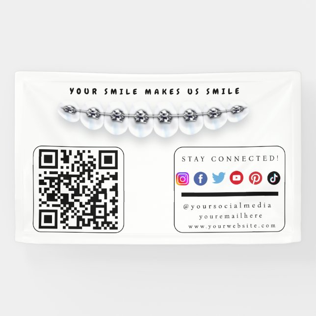 Lona Mantente conectado el cartel de promoción dental e (Horizontal)