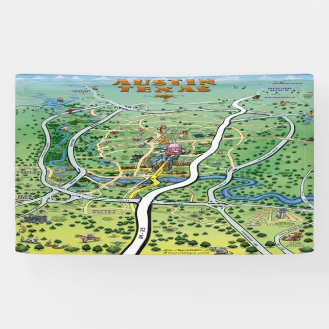 Lona Mapa de Personalizados de Austin Texas (Horizontal)