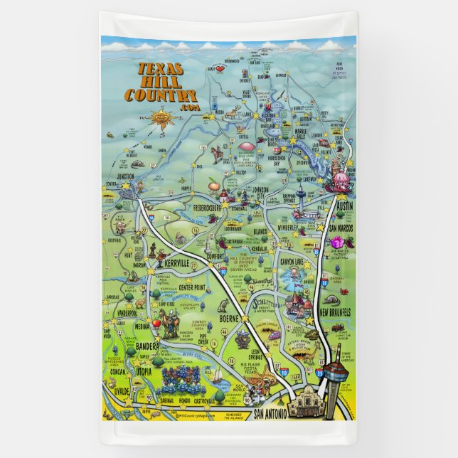 Lona Mapa de Personalizados de Texas Hill Country (Vertical)