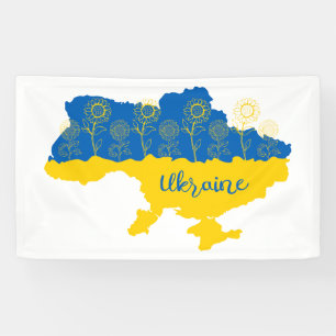 Lona Mapa de Ucrania con girasol y bandera ucraniana