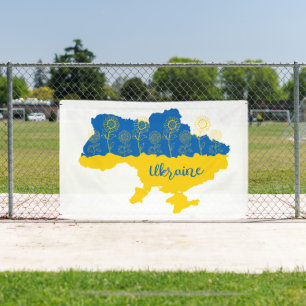 Lona Mapa de Ucrania con girasol y bandera ucraniana