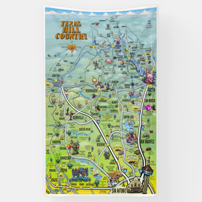 Lona Mapa del dibujo animado del país de la colina de (Vertical)