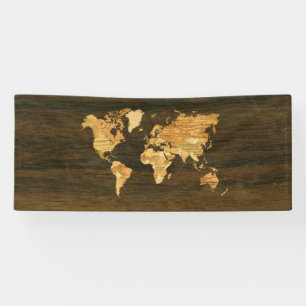 Lona Mapa del mundo de madera