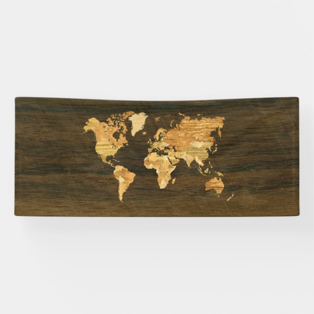 Lona Mapa del mundo de madera (Horizontal)