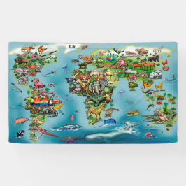 Lona Mapa mundial de animales