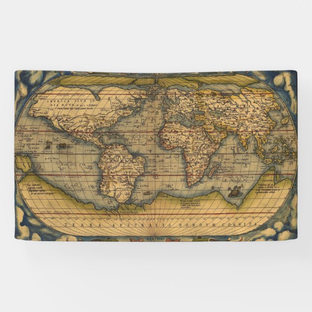 Lona Mapa Mundial Viaje Antiguo Ortelius Europa (Horizontal)