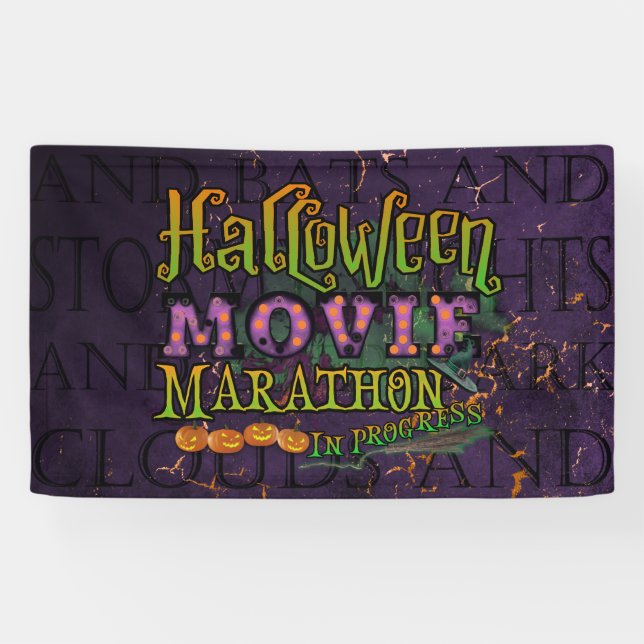 Lona Maratón De Películas De Halloween En Curso (Horizontal)
