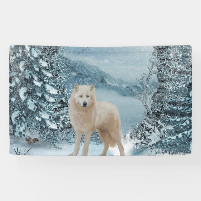 Lona Maravilloso lobo blanco (Horizontal)