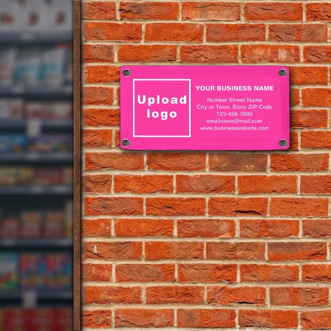 Lona Marca comercial en banderín rosa pequeño (Small pink banner with your business brand)