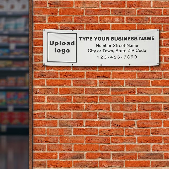 Lona Marca comercial en banner blanco largo (White long banner with your business brand)