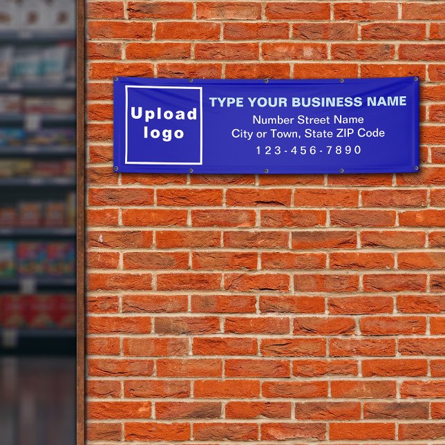Lona Marca comercial en Banner largo azul (Blue long banner with your business brand)