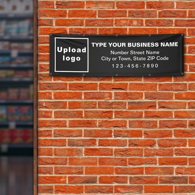 Lona Marca comercial en banner negro largo (Black long banner with your business brand)