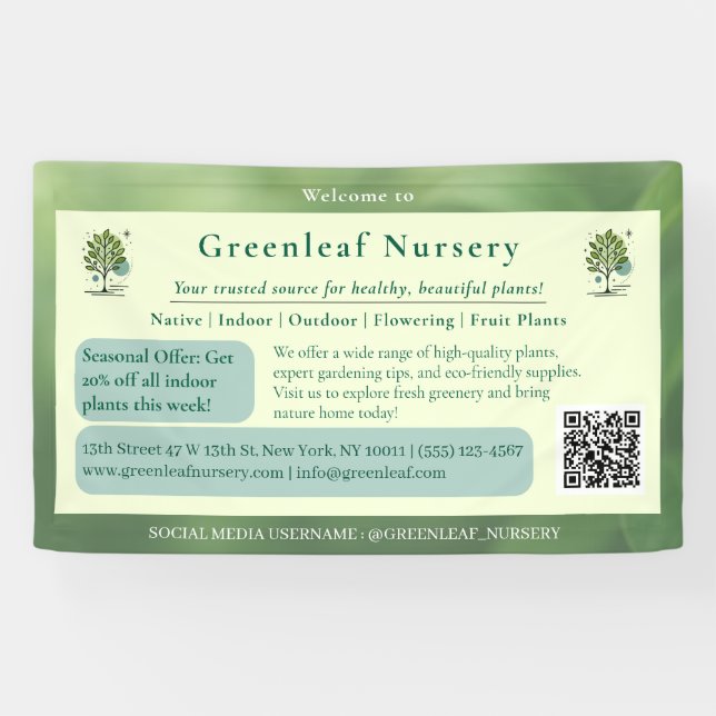 Lona Marca personalizada de vivero Greenleaf (Horizontal)